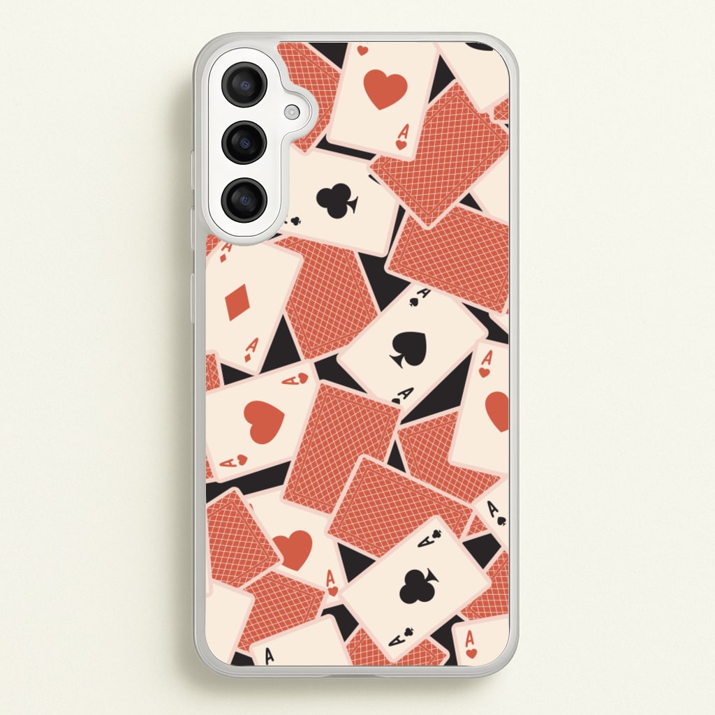 Playing Cards Collage Pattern - Clean Girl Aesthetic Phone Case for Galaxy A36