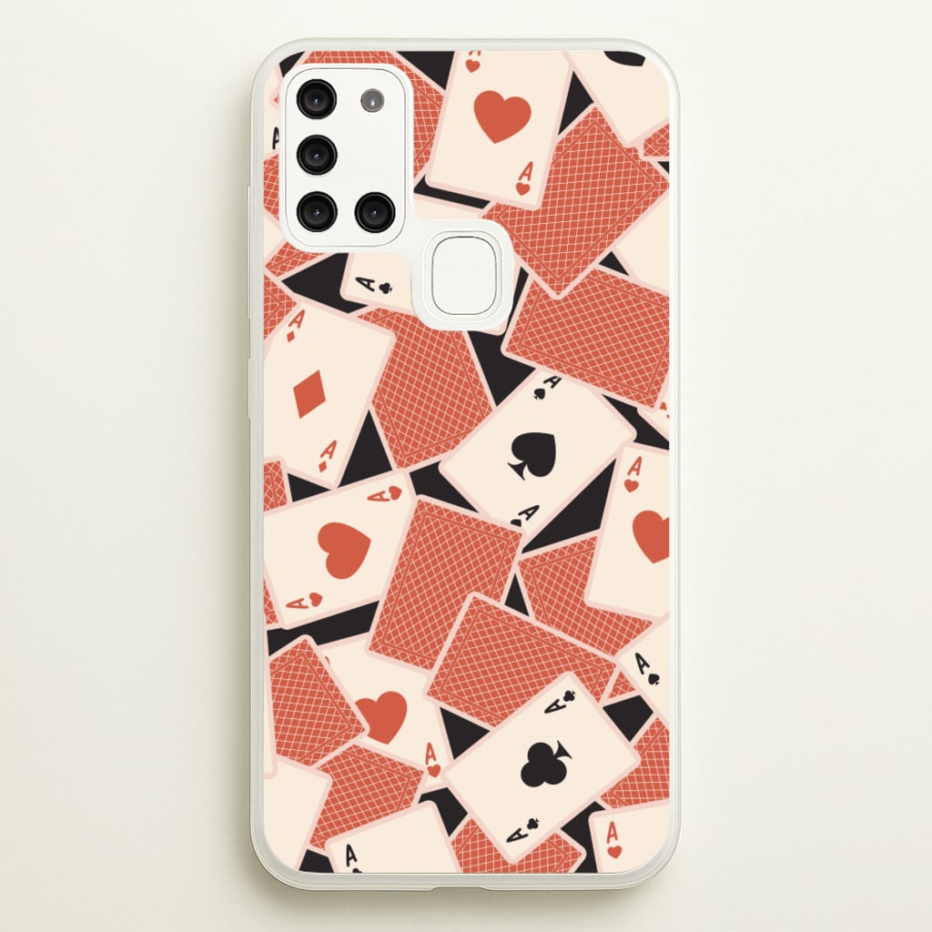 Playing Cards Collage Pattern - Clean Girl Aesthetic Phone Case for Galaxy A21s