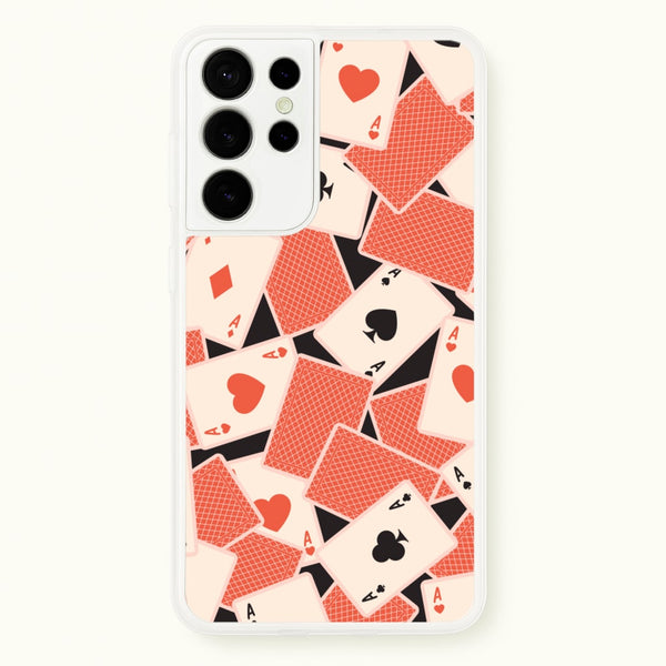 Playing Cards Collage Pattern - Clean Girl Aesthetic Phone Case for Galaxy S21 Ultra