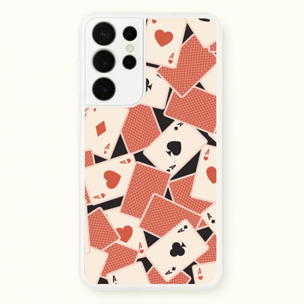 Playing Cards Collage Pattern - Clean Girl Aesthetic Phone Case for Galaxy S21 Ultra
