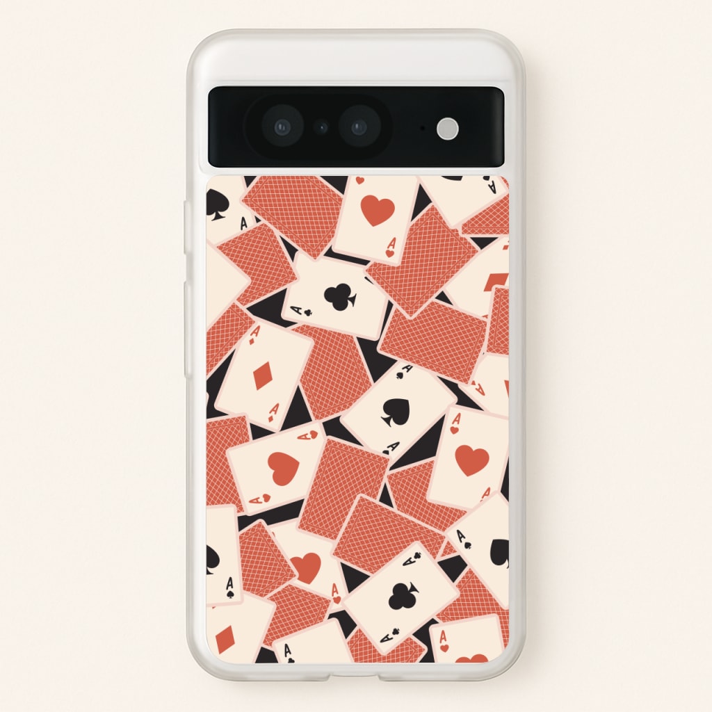 Playing Cards Collage Pattern - Clean Girl Aesthetic Phone Case for Google Pixel 8