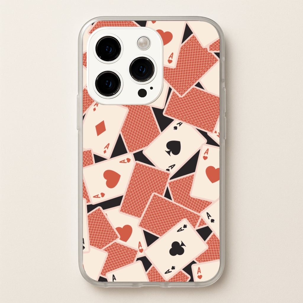 Playing Cards Collage Pattern - Clean Girl Aesthetic Phone Case for iPhone 15 Pro
