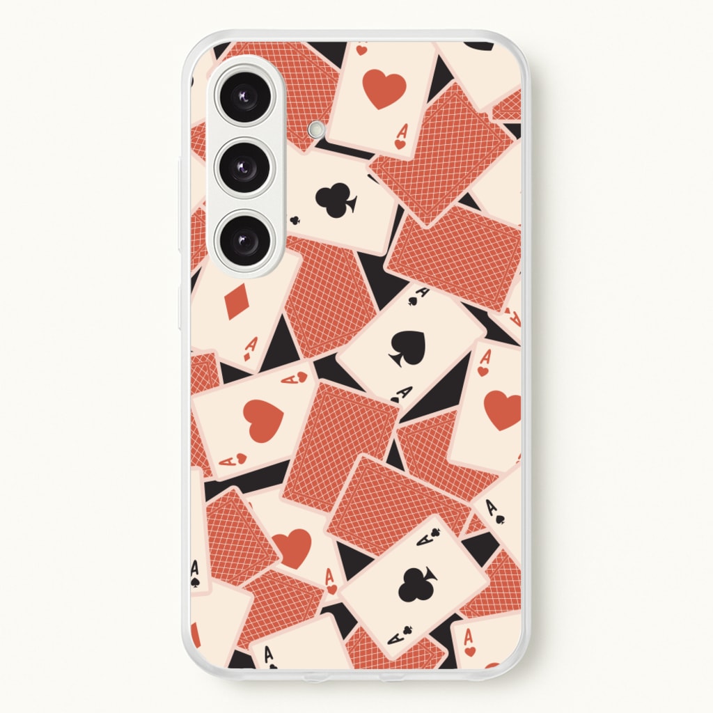 Playing Cards Collage Pattern - Clean Girl Aesthetic Phone Case for Galaxy S24