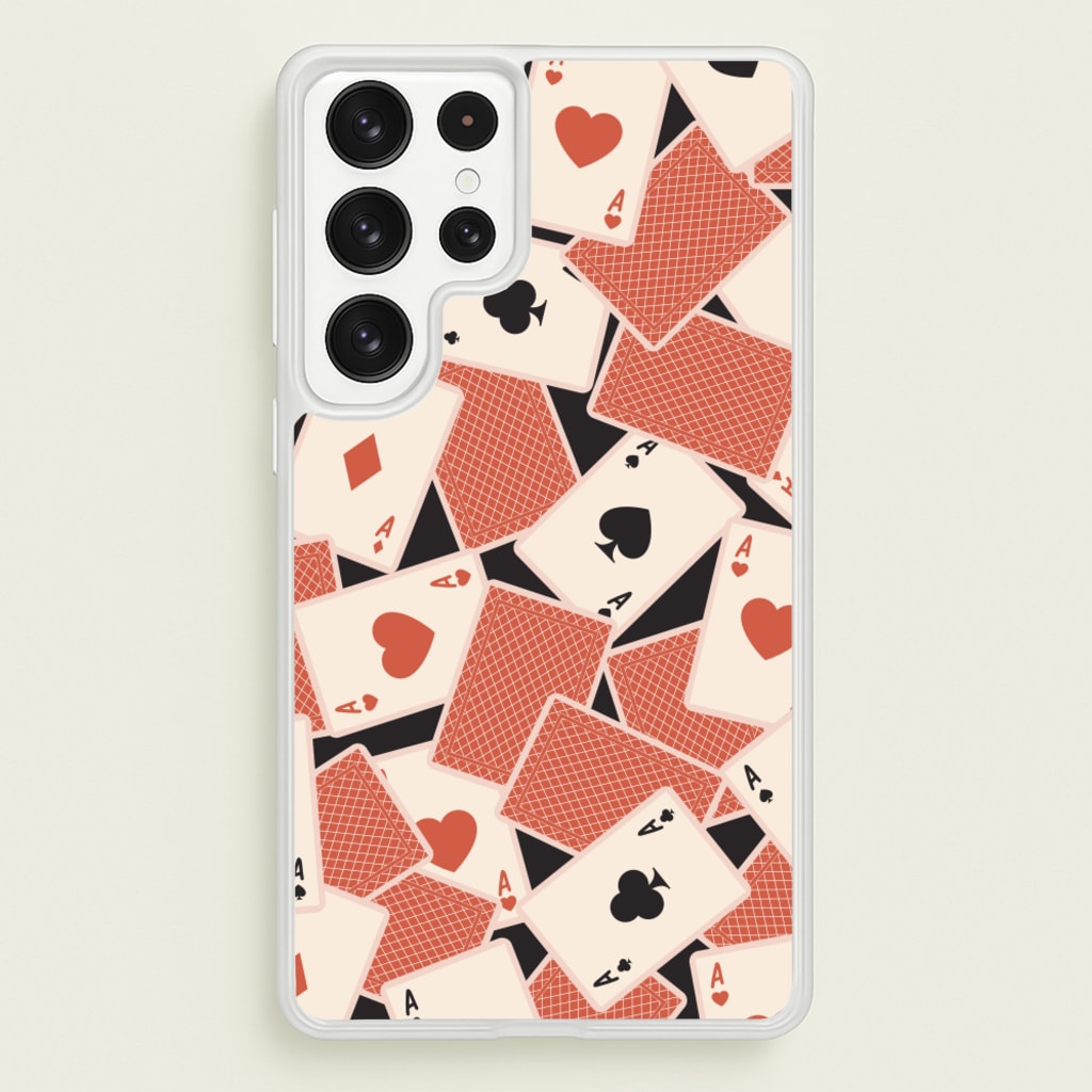 Playing Cards Collage Pattern - Clean Girl Aesthetic Phone Case for Galaxy S22 Ultra