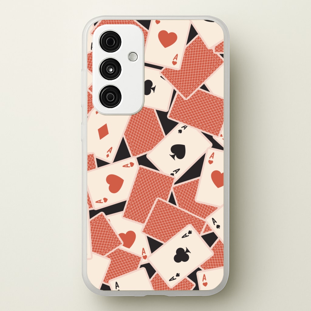 Playing Cards Collage Pattern - Clean Girl Aesthetic Phone Case for Galaxy A55
