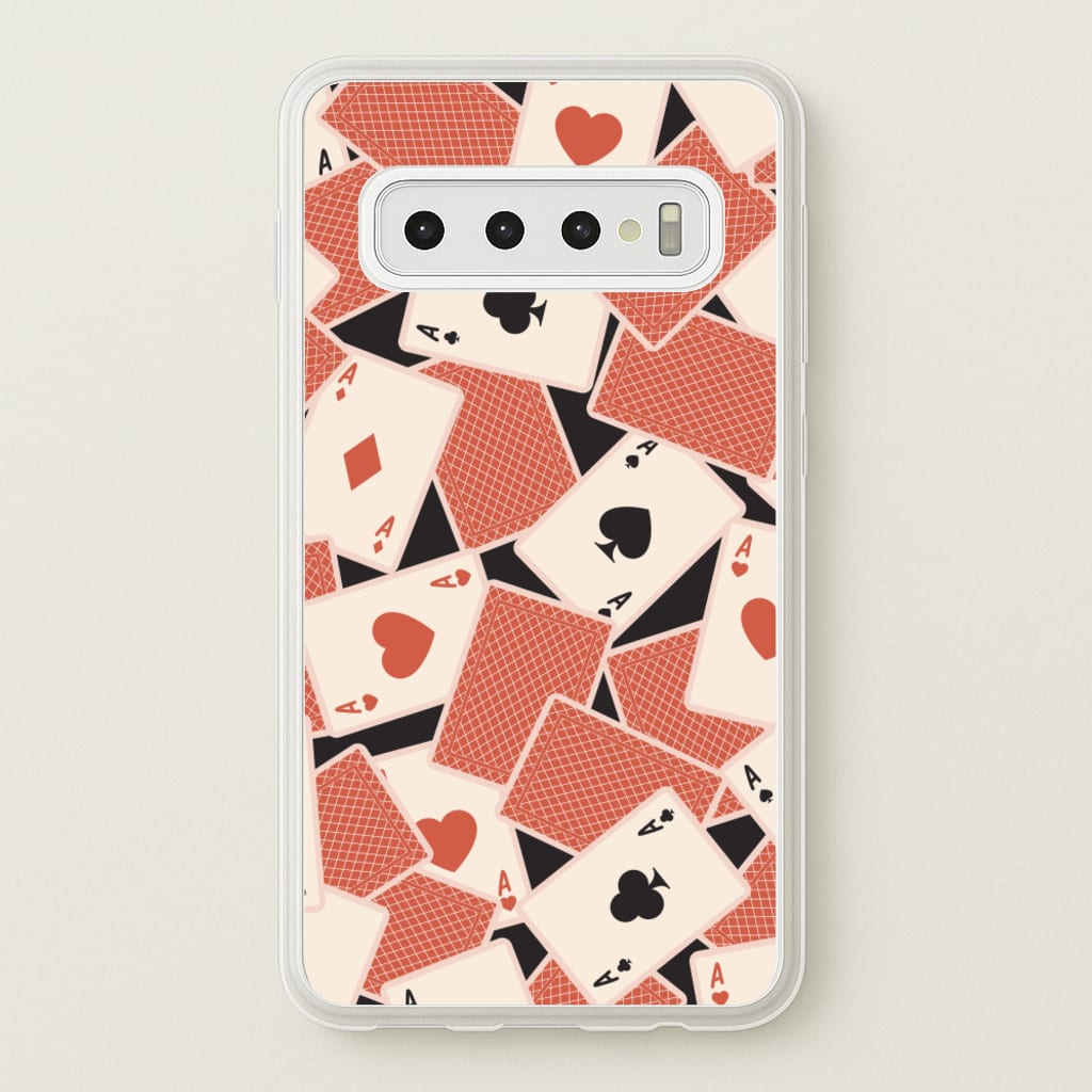 Playing Cards Collage Pattern - Clean Girl Aesthetic Phone Case for Galaxy S10 Plus
