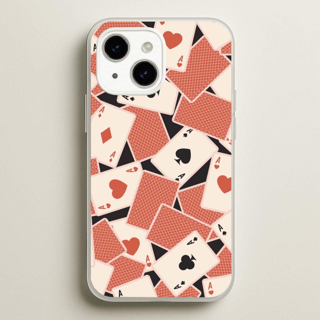 Playing Cards Collage Pattern - Clean Girl Aesthetic Phone Case for iPhone 15
