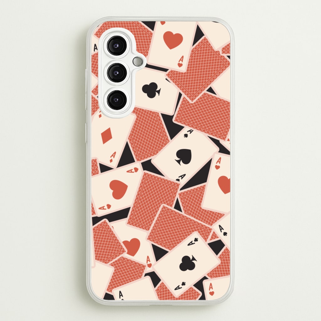 Playing Cards Collage Pattern - Clean Girl Aesthetic Phone Case for Galaxy A14