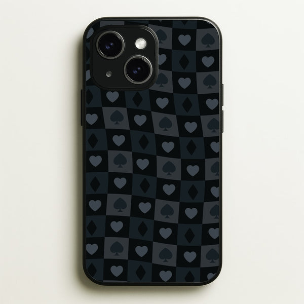 Card Suits Pattern Black - Clean Girl Aesthetic Phone Case for iPhone 15
