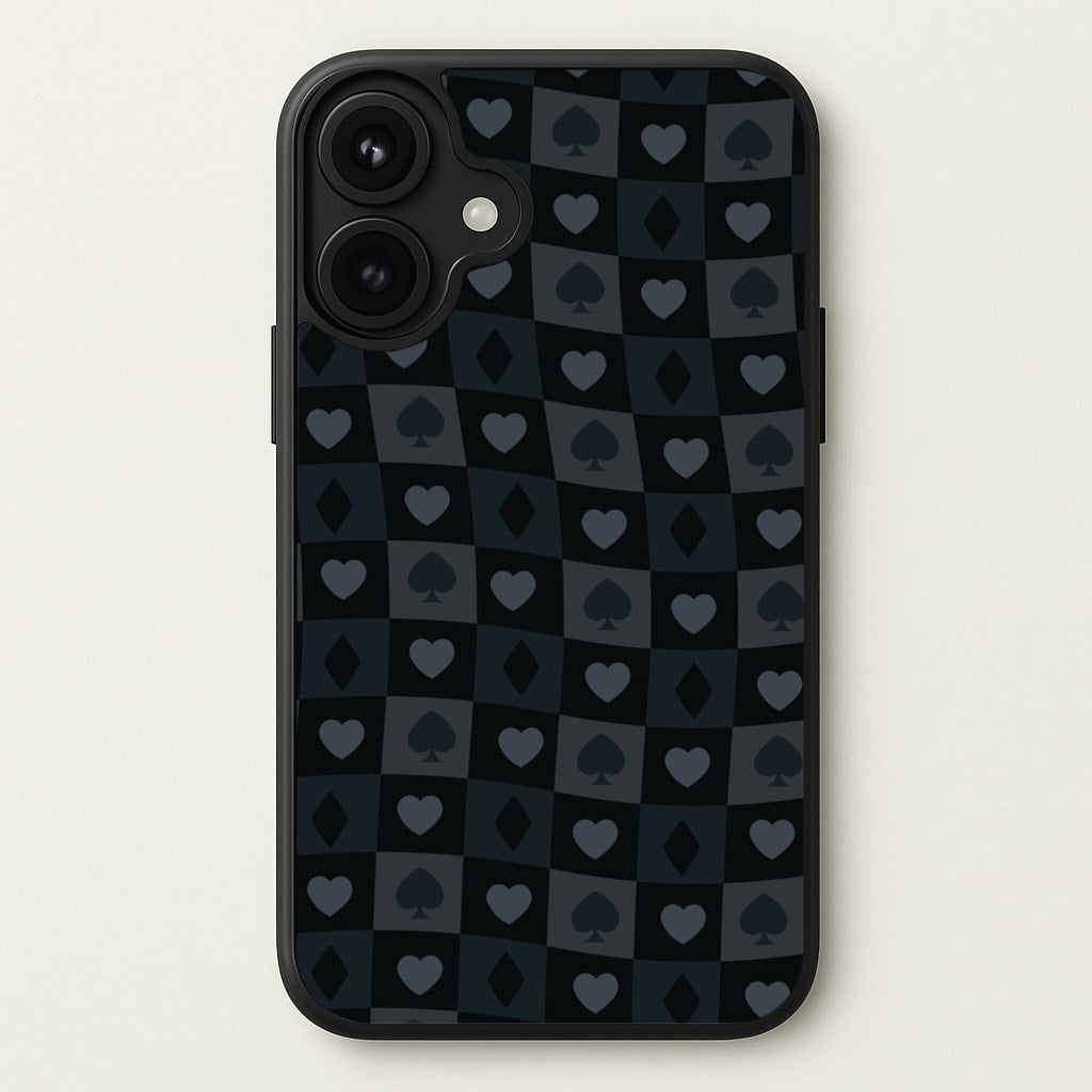 Card Suits Pattern Black Phone Case for iPhone 17