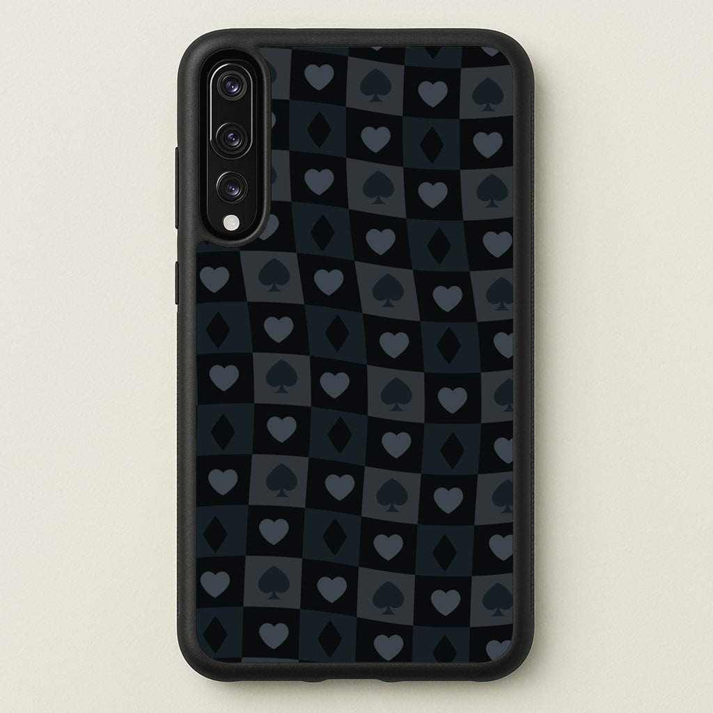 Card Suits Pattern Black - Clean Girl Aesthetic Phone Case for Huawei P20 Pro