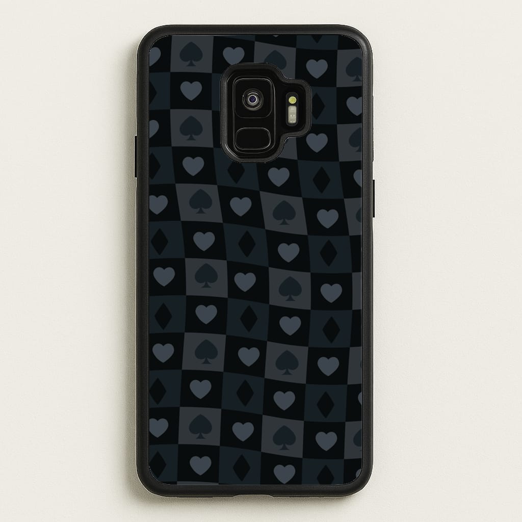 Card Suits Pattern Black - Clean Girl Aesthetic Phone Case for Galaxy S9