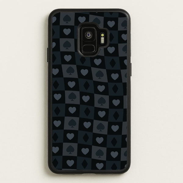 Card Suits Pattern Black - Clean Girl Aesthetic Phone Case for Galaxy S9