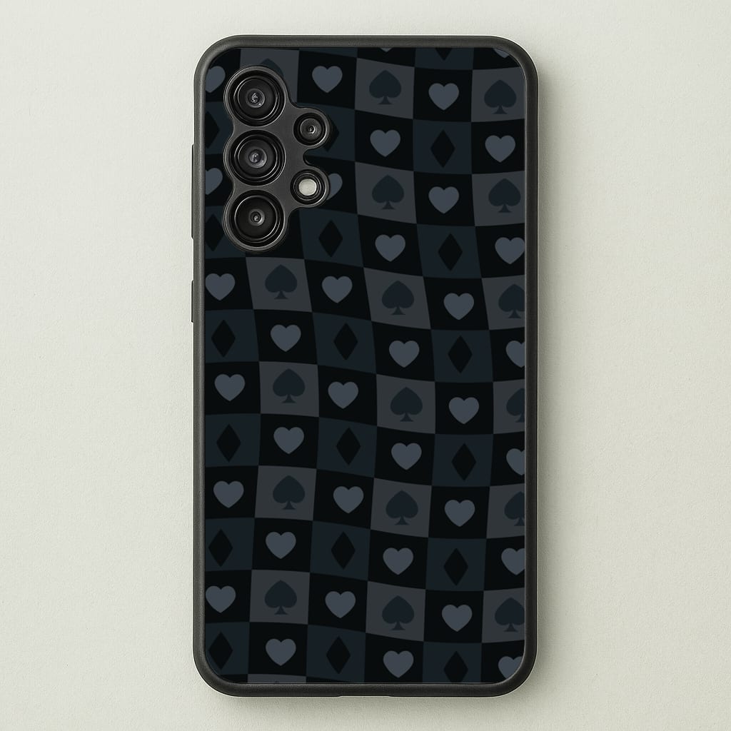 Card Suits Pattern Black - Clean Girl Aesthetic Phone Case for Galaxy A13