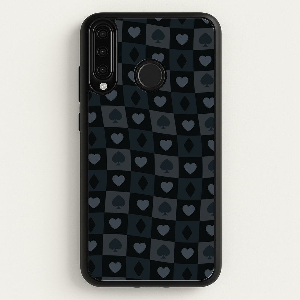 Card Suits Pattern Black - Clean Girl Aesthetic Phone Case for Huawei P30 Lite