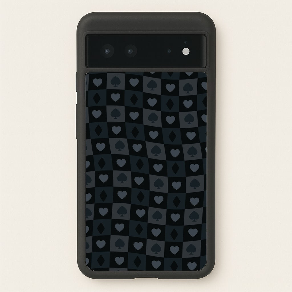 Card Suits Pattern Black - Clean Girl Aesthetic Phone Case for Google Pixel 6