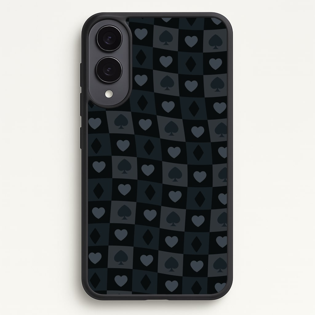 Card Suits Pattern Black - Clean Girl Aesthetic Phone Case for Galaxy S25 Edge