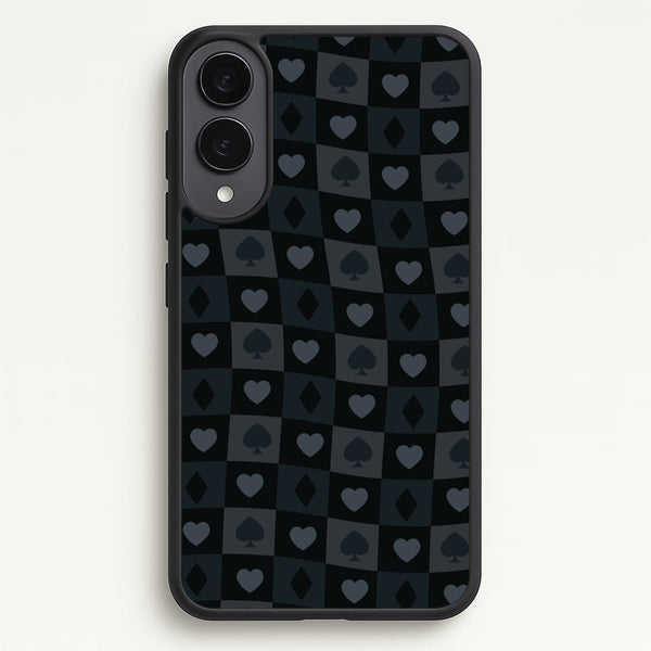 Card Suits Pattern Black - Clean Girl Aesthetic Phone Case for Galaxy S25 Edge