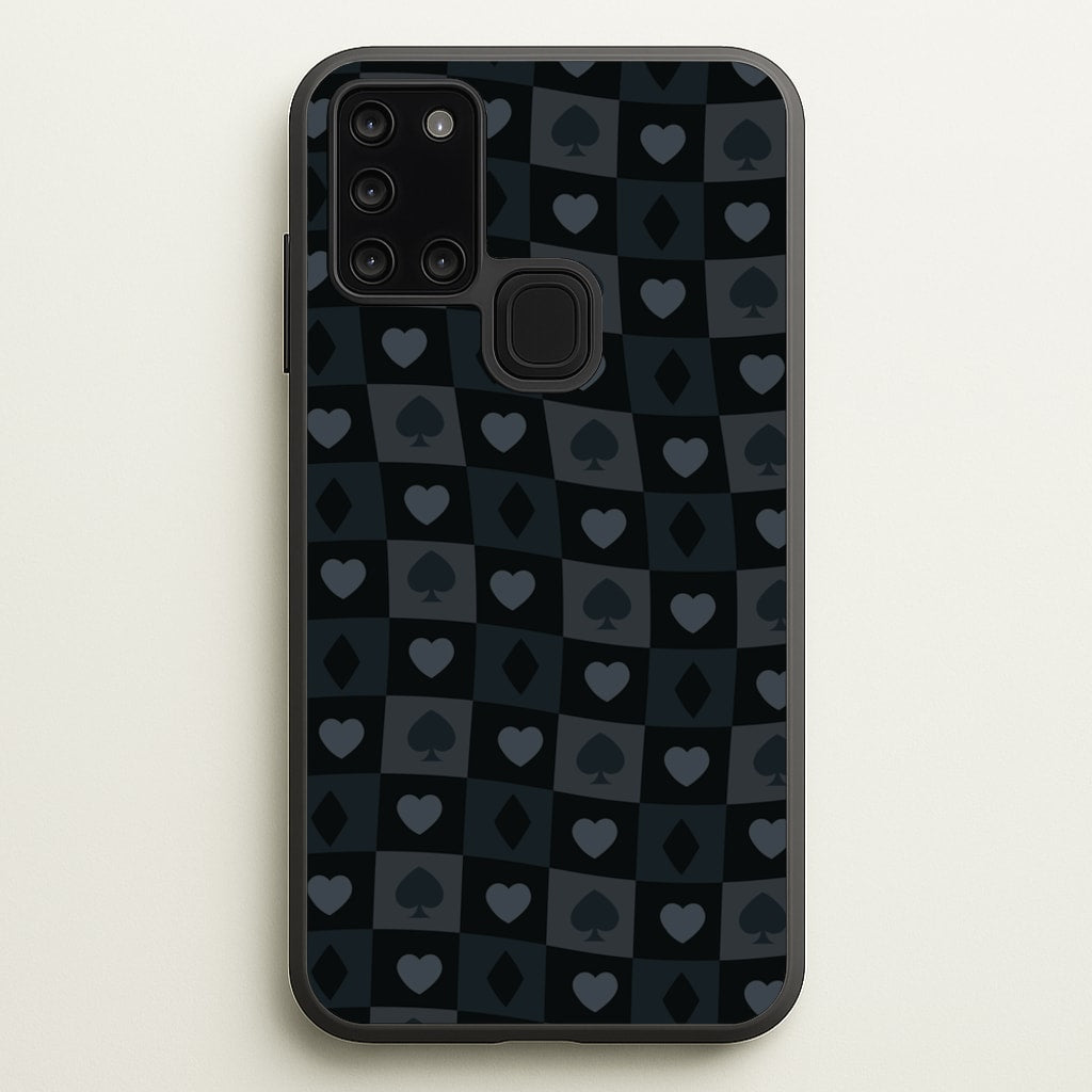Card Suits Pattern Black - Clean Girl Aesthetic Phone Case for Galaxy A21s