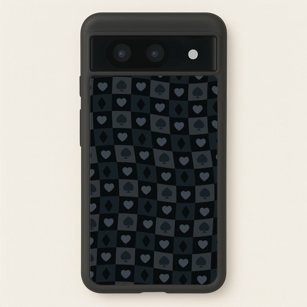 Card Suits Pattern Black - Clean Girl Aesthetic Phone Case for Google Pixel 8a
