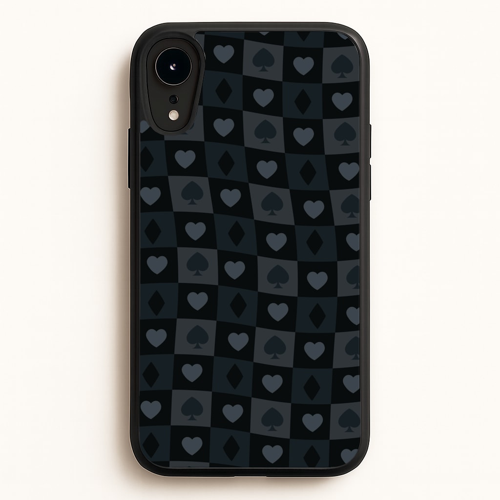 Card Suits Pattern Black - Clean Girl Aesthetic Phone Case for iPhone XR