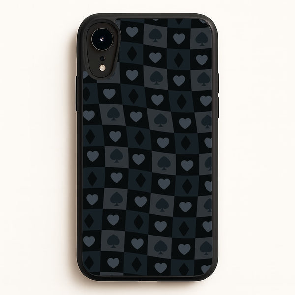 Card Suits Pattern Black - Clean Girl Aesthetic Phone Case for iPhone XR