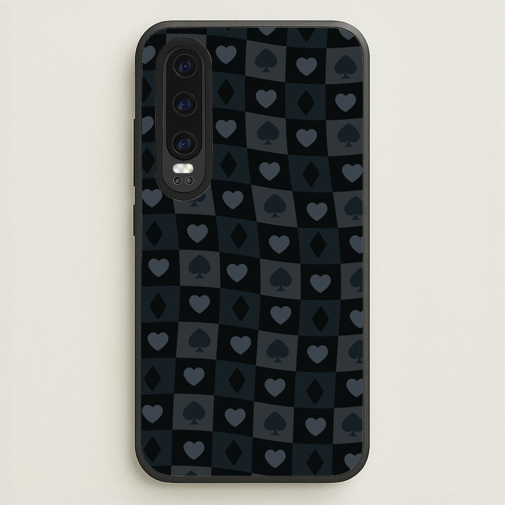 Card Suits Pattern Black - Clean Girl Aesthetic Phone Case for Huawei P30