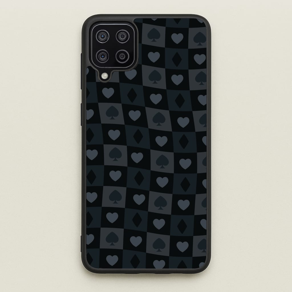 Card Suits Pattern Black - Clean Girl Aesthetic Phone Case for Galaxy A12