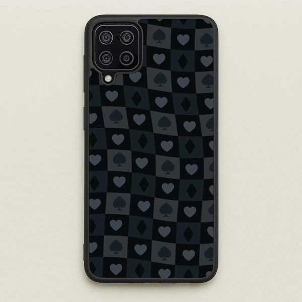 Card Suits Pattern Black - Clean Girl Aesthetic Phone Case for Galaxy A12