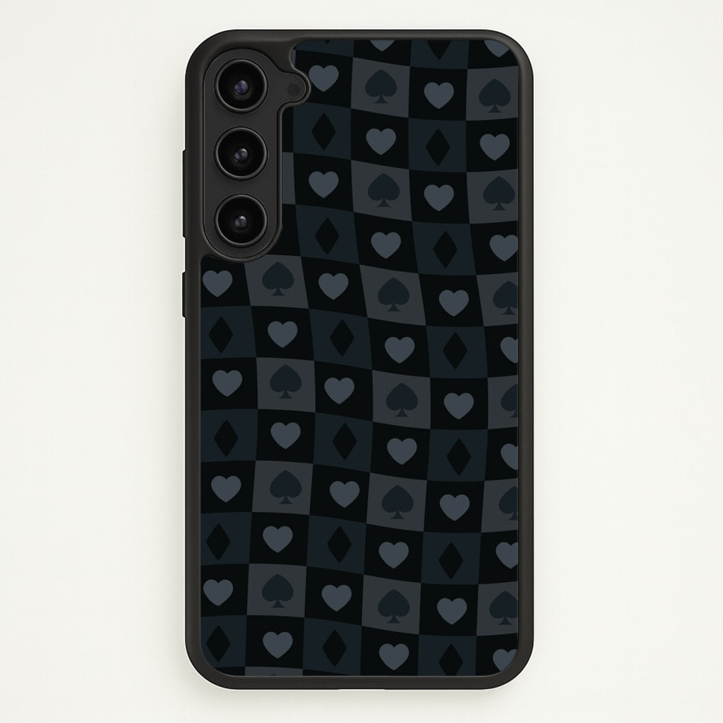 Card Suits Pattern Black - Clean Girl Aesthetic Phone Case for Galaxy S23
