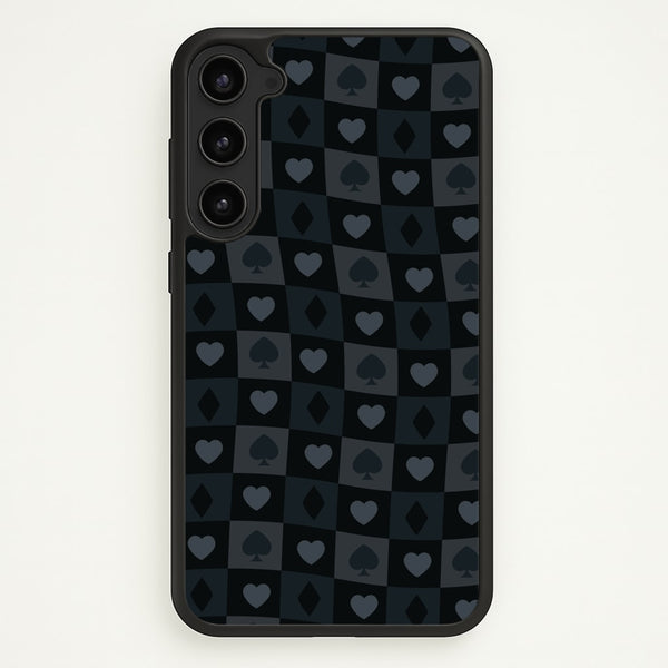 Card Suits Pattern Black - Clean Girl Aesthetic Phone Case for Galaxy S23 Plus