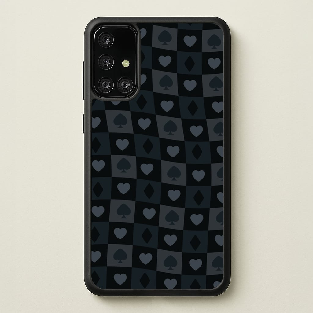 Card Suits Pattern Black - Clean Girl Aesthetic Phone Case for Galaxy A71