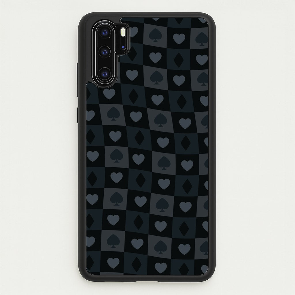 Card Suits Pattern Black - Clean Girl Aesthetic Phone Case for Huawei P30 Pro