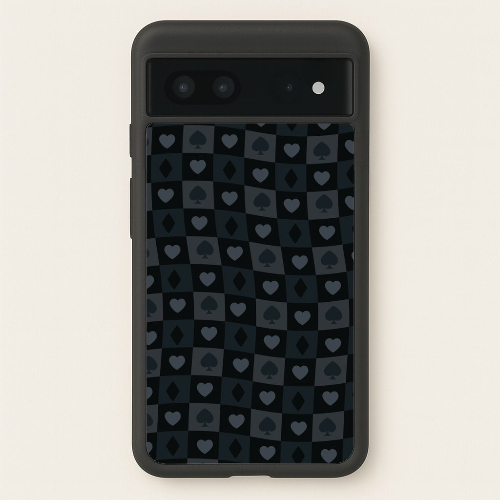 Card Suits Pattern Black - Clean Girl Aesthetic Phone Case for Google Pixel 7