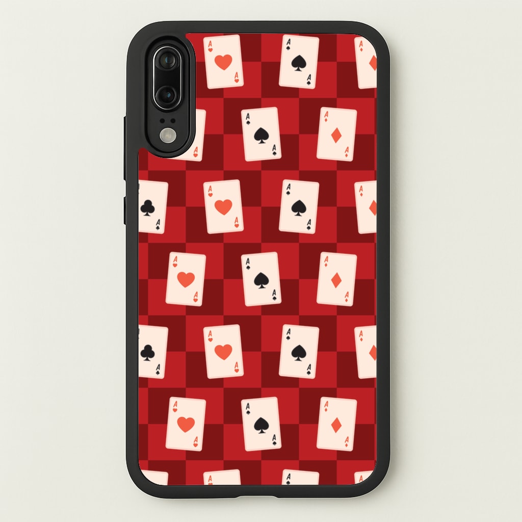Card Deck Checkered Pattern - Clean Girl Aesthetic Phone Case for Huawei P20