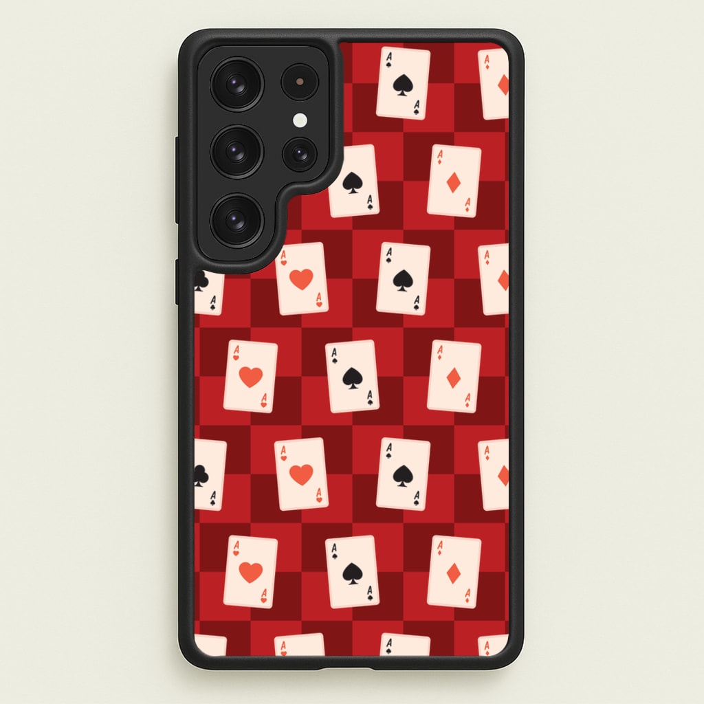Card Deck Checkered Pattern - Clean Girl Aesthetic Phone Case for Galaxy S22 Ultra