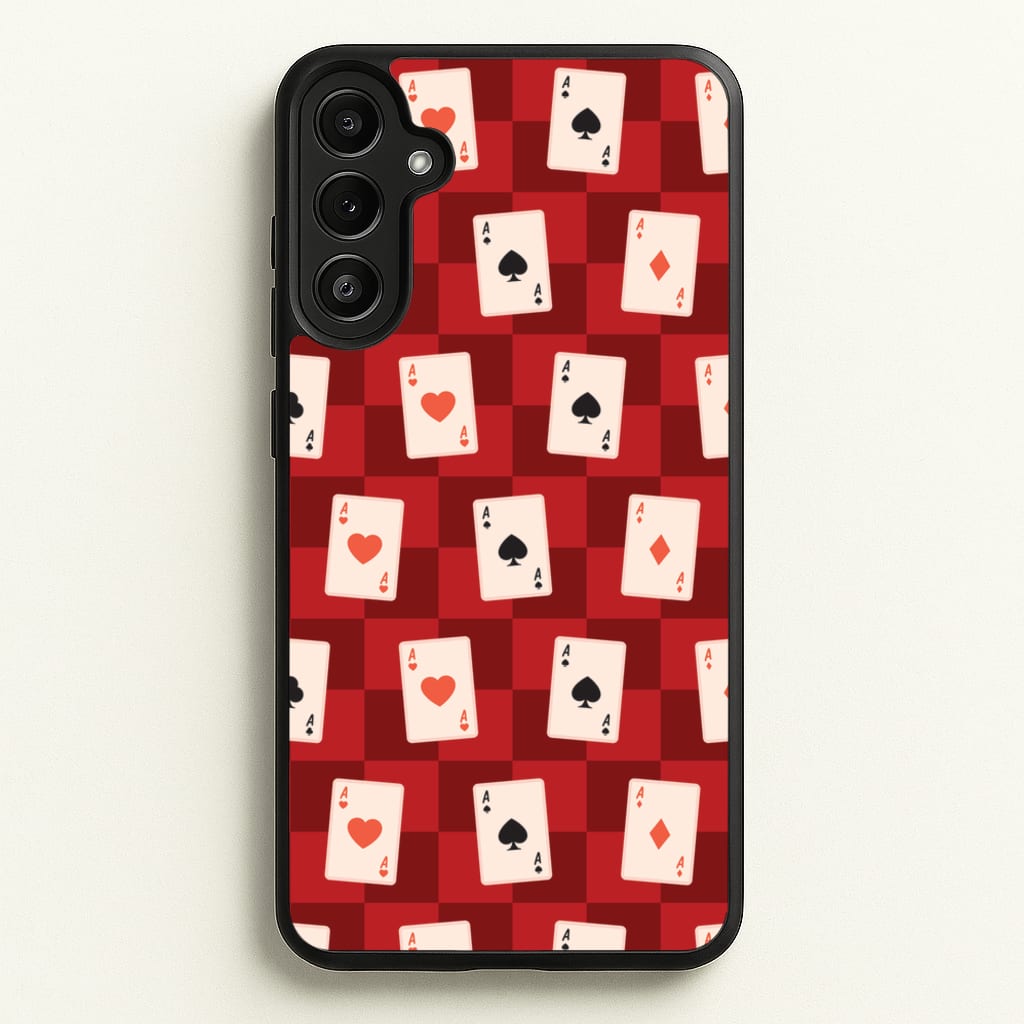 Card Deck Checkered Pattern - Clean Girl Aesthetic Phone Case for Galaxy A36