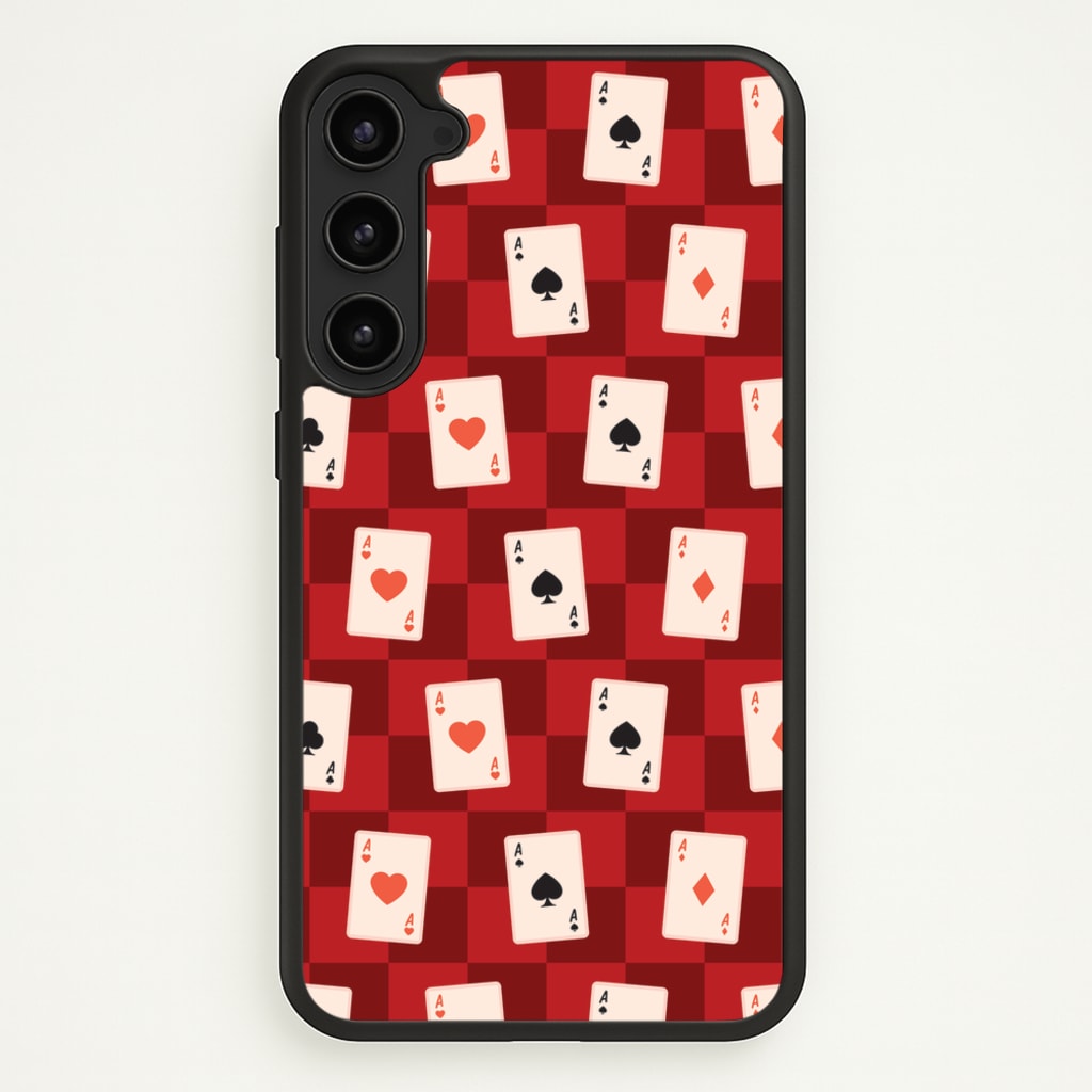 Card Deck Checkered Pattern - Clean Girl Aesthetic Phone Case for Galaxy S23 Plus