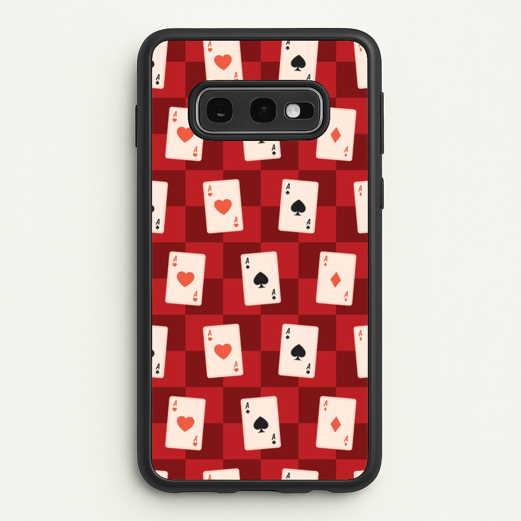 Card Deck Checkered Pattern - Clean Girl Aesthetic Phone Case for Galaxy S10e