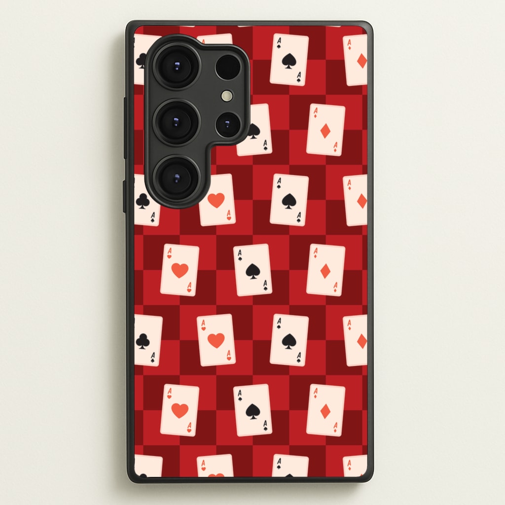 Card Deck Checkered Pattern - Clean Girl Aesthetic Phone Case for Galaxy S25 Ultra