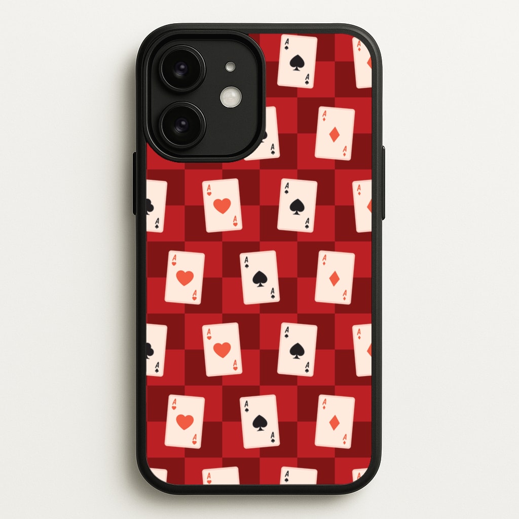 Card Deck Checkered Pattern - Clean Girl Aesthetic Phone Case for iPhone 11