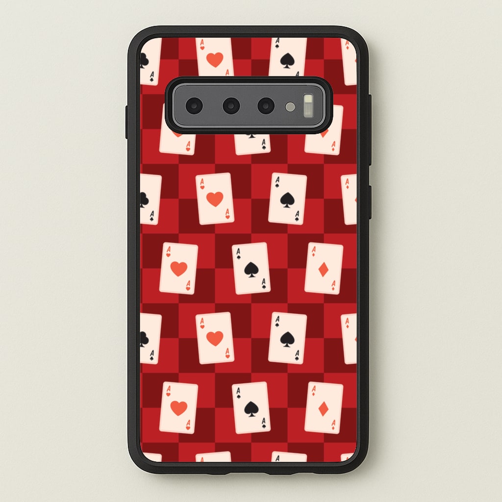 Card Deck Checkered Pattern - Clean Girl Aesthetic Phone Case for Galaxy S10 Plus