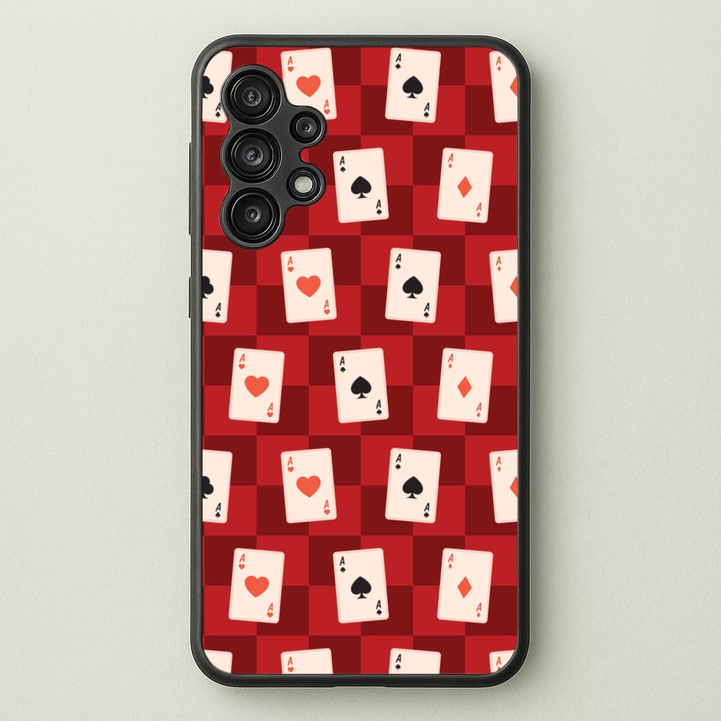 Card Deck Checkered Pattern - Clean Girl Aesthetic Phone Case for Galaxy A13