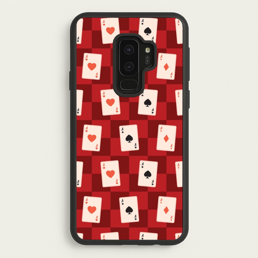 Card Deck Checkered Pattern - Clean Girl Aesthetic Phone Case for Galaxy S9 Plus