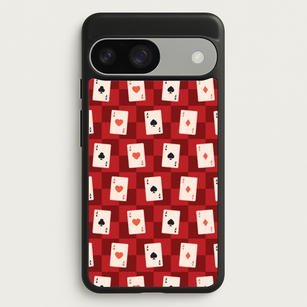 Card Deck Checkered Pattern - Clean Girl Aesthetic Phone Case for Google Pixel 9 / 9 Pro