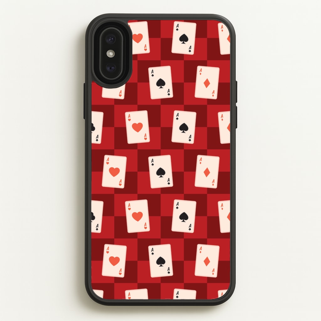 Card Deck Checkered Pattern - Clean Girl Aesthetic Phone Case for iPhone XS Max