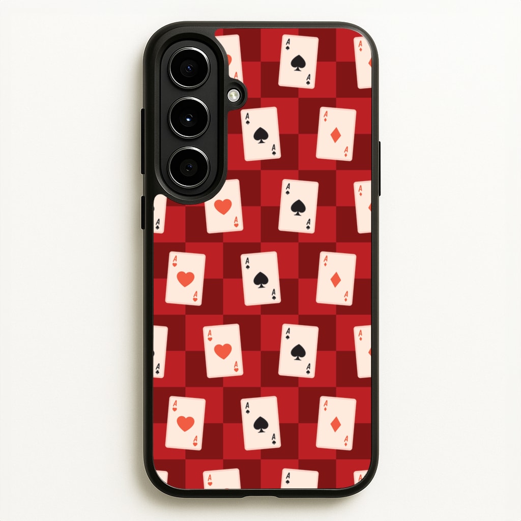 Card Deck Checkered Pattern - Clean Girl Aesthetic Phone Case for Galaxy A56