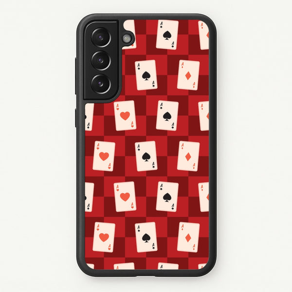 Card Deck Checkered Pattern - Clean Girl Aesthetic Phone Case for Galaxy S22