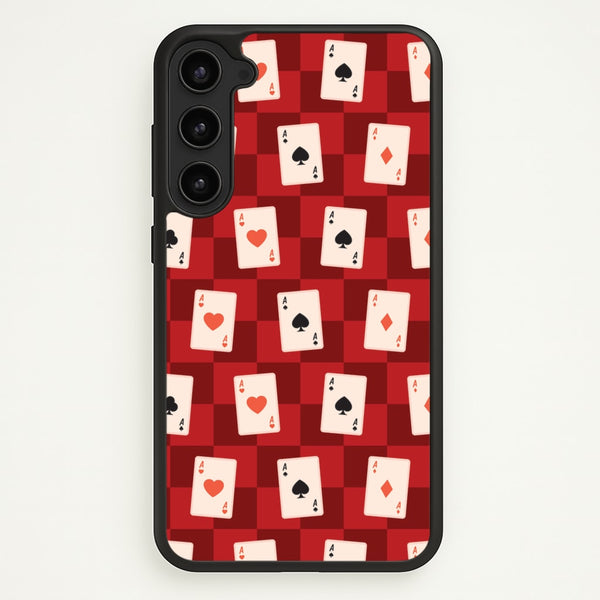 Card Deck Checkered Pattern - Clean Girl Aesthetic Phone Case for Galaxy S23
