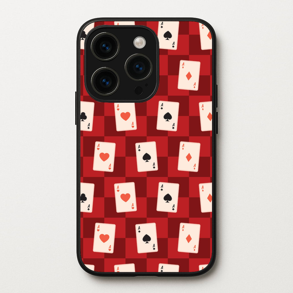 Card Deck Checkered Pattern - Clean Girl Aesthetic Phone Case for iPhone 15 Pro Max